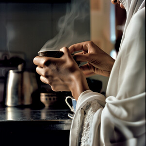 Close-up shot from behind the arabwomen showing detailed hands p...