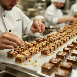 Create an image of a group of professional artisans wearing pris...