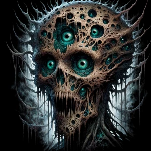 A decayed hulk  in the style of H.P. Lovecraft. Hulkbappears eer...