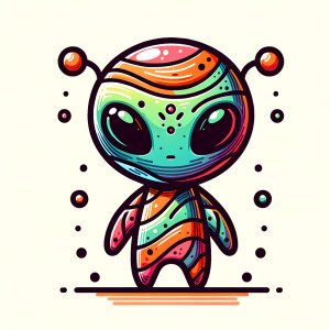 Colored alien transparent graphic, no background, cosmic alien g...