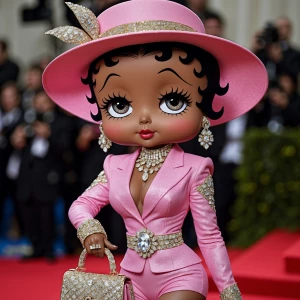 Design an image of Betty Boop reenvisioned with a dark chocolate...