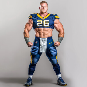 Create a whole body portrait image of Cooper Kupp a  now fat obe...