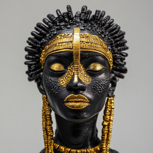 Made of gold and carved from ebony wood, this hypnotic ritual Af...