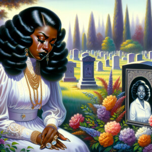 A beautiful light-skinned African-American woman with long wavy...
