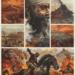 1. Top Middle: A detailed and realistic depiction of Shivaji Mah...
