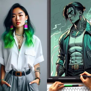 Silhouette of a muscular man engrossed in playing a video game,...