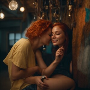 Photorealistic image. Beautiful ginger haired, pale skinned fema...