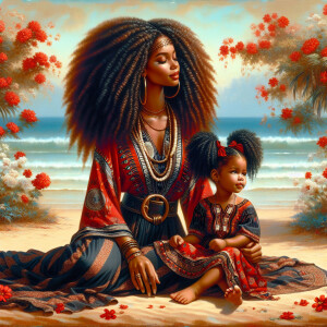 A tender depiction of a Bohemian mother with her child, both sty...