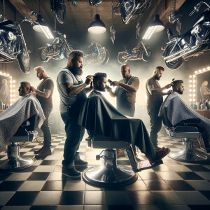Motorcycle barbers black fat
men