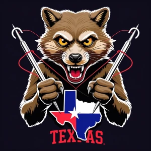 A highly detailed logo of an anthropomorphic mongoose with a wil...