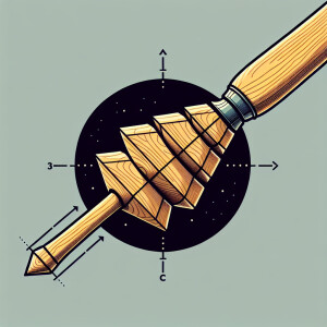 Create an image featuring an ergonomically designed wooden tool...
