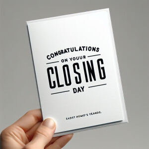 A white card that a realtor will give a client that has black ty...