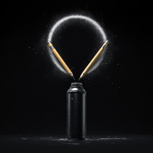 Create a dynamic 3D rendered illustration that showcases a styli...