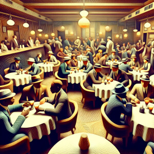 Roaring 1920's cotton club jazz juke joint in Harlem, men and wo...