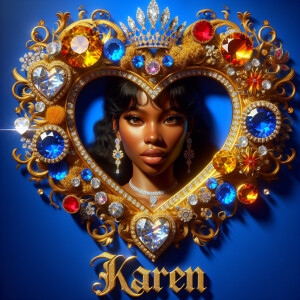 VCraft a 3-D image showcasing the name 'KAREN' in a luxurious go...