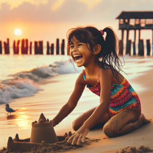 A little eight-year-old at the beach