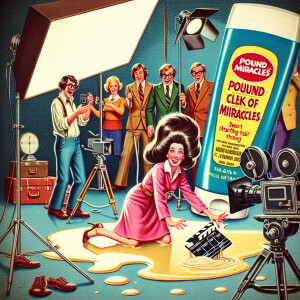 Create a photograph of an embarrassing moment during the filming...