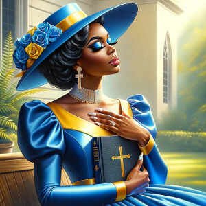 An airbrush oil painting depicts an African American woman with...