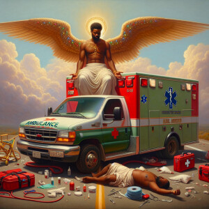 Create a realistic 3D oil painting depicting a scene of emergenc...