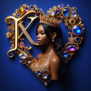 Craft a 3-D image showcasing the name 'KAREN' in a luxurious gol...