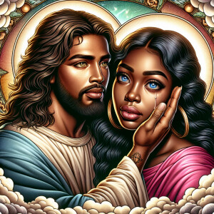 Ensure that the image distinctly represents both Jesus Christ an...