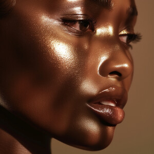 Capture a high-definition, slow-motion close-up of flawless, glo...