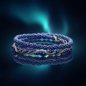 Design an image of an elegant triple-wrap bracelet displaying a...