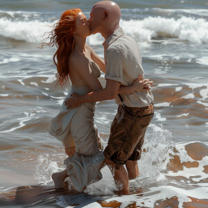 A photorealistic high resolution image. Light ginger haired fema...