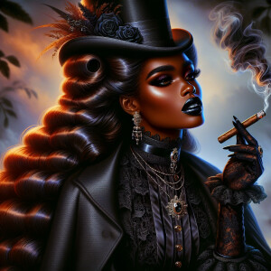Victorian scene: Airbrush style, a beautiful African American da...