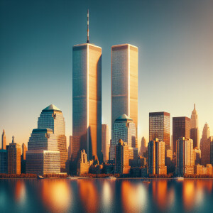Design a realistic image of the Twin Towers of the World Trade C...