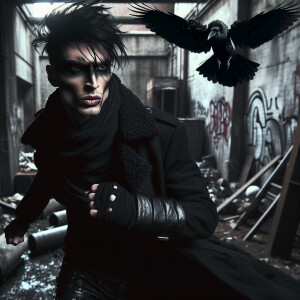 Brandon Lee as the character Eric Draven in the movie "The Crow"...