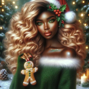 festive and enchanting holiday scene an Afro Latina woman with l...