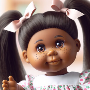 African-American girl with huge Hazel Brown eyes and long, black...