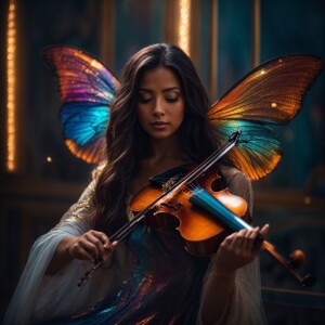 Create an image of a stunningly beautiful woman with expansive,...