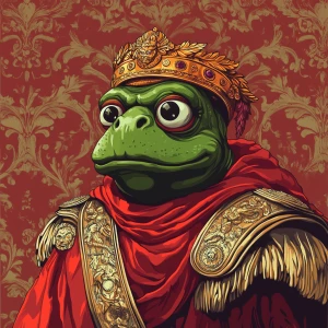 Pepe with pumped-up lips of a bright red color in carton style...