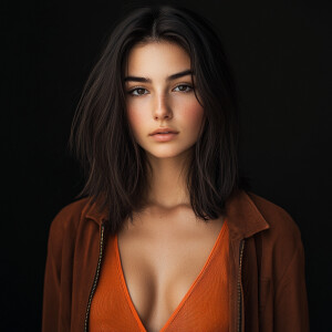 Capture the elegance of a fair-skinned, petite, slim woman with...