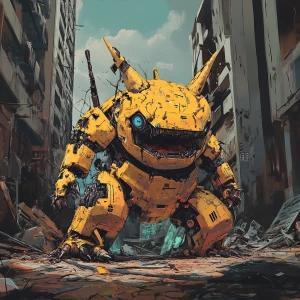 Create an illustration of Gholdengo, the Pokemon characterized b...