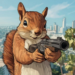 generate Peanut the Squirrel meme in GTA style