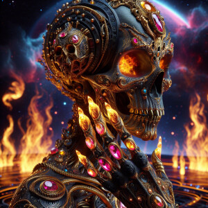 An extraterrestrial being with intricate tattoos adorning its go...