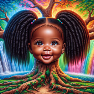 Create a hyper-realistic 3-D oil painting of a tree with a fulle...