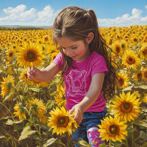 a three-year-old caucasian girl with long brown l hair. She is d...