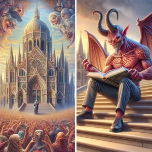 A digital airbrushed illustration of a beautiful Demon , sitting...