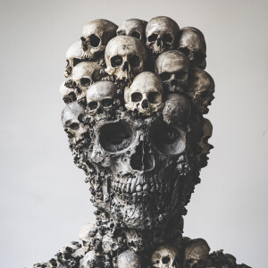 A person made from skulls