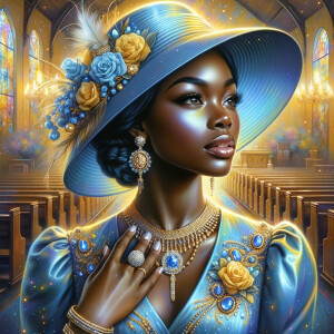 A spiritually enriching illustration portrays an African America...