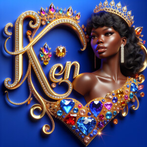 VCraft a 3-D image showcasing the name 'KAREN' in a luxurious go...