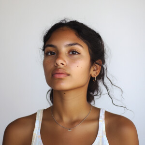 Create an image of a 22-year-old Puerto Rican American woman wit...