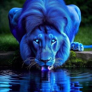 Lion with royal bule fur :::1 , neon blue eyes:::2, getting a dr...