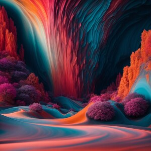 as a pro landscape artist, create a semi-abstract landscape.