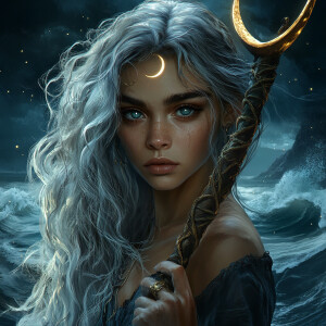 Selene, Witch of Lunar Phases:
Create a hyperrealistic digital a...