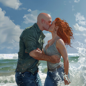 A photorealistic high resolution image. Light ginger haired fema...